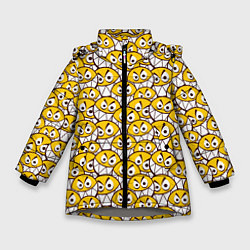 Куртка зимняя для девочки Злые cмайлы, цвет: 3D-светло-серый