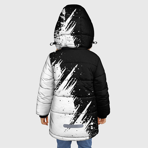 Зимняя куртка для девочки Ауди - белые потертости / 3D-Светло-серый – фото 4