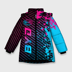Куртка зимняя для девочки BYD - neon gradient: по-вертикали, цвет: 3D-черный