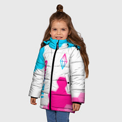 Куртка зимняя для девочки The Sims neon gradient style: надпись, символ, цвет: 3D-черный — фото 2