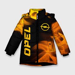 Куртка зимняя для девочки Opel - gold gradient: надпись, символ, цвет: 3D-черный