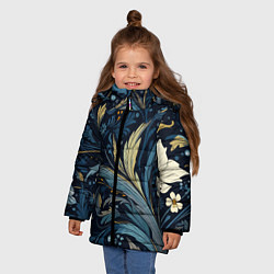 Куртка зимняя для девочки Цветочные узоры, цвет: 3D-черный — фото 2