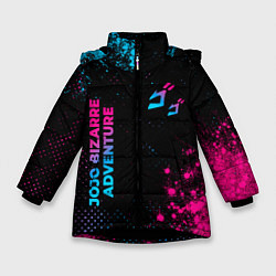 Куртка зимняя для девочки JoJo Bizarre Adventure - neon gradient: надпись, с, цвет: 3D-черный