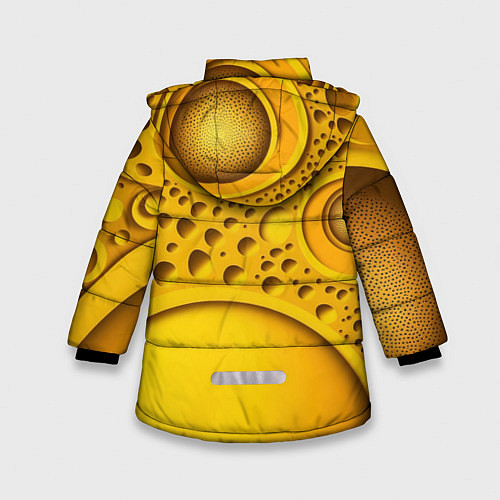 Зимняя куртка для девочки Желтая объемная текстура / 3D-Красный – фото 2
