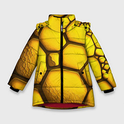 Куртка зимняя для девочки Желтые объемные плиты, цвет: 3D-красный