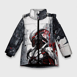 Куртка зимняя для девочки Кибернетический ксеноморф, цвет: 3D-черный