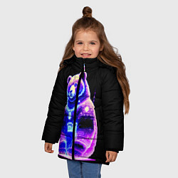 Куртка зимняя для девочки Космический светящийся мишка, цвет: 3D-светло-серый — фото 2