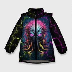 Куртка зимняя для девочки Alien - neon style, цвет: 3D-светло-серый