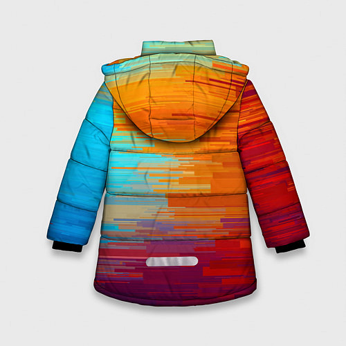 Зимняя куртка для девочки Цветной глитч / 3D-Красный – фото 2
