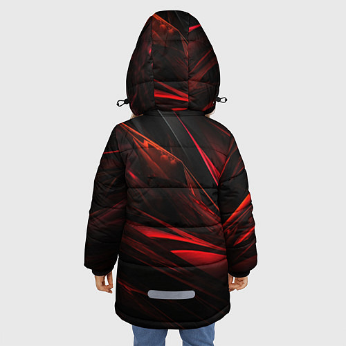 Зимняя куртка для девочки Black red background / 3D-Светло-серый – фото 4