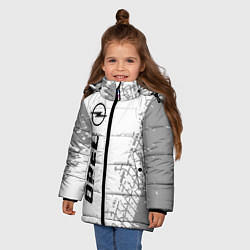 Куртка зимняя для девочки Opel speed на светлом фоне со следами шин: по-верт, цвет: 3D-черный — фото 2