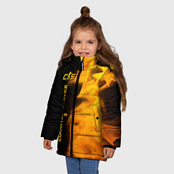 Куртка зимняя для девочки Counter-Strike 2 - gold gradient: по-вертикали, цвет: 3D-черный — фото 2