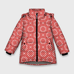 Куртка зимняя для девочки Обережные Узоры - Орепей, цвет: 3D-светло-серый