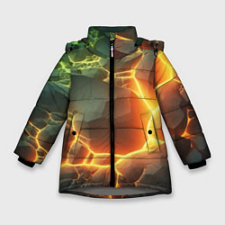Куртка зимняя для девочки Валуны в лаве, цвет: 3D-светло-серый