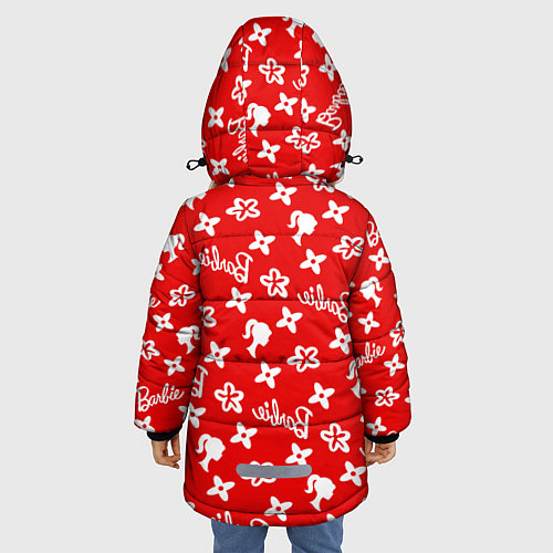 Зимняя куртка для девочки Барби паттерн красный / 3D-Светло-серый – фото 4