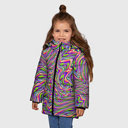 Куртка зимняя для девочки В полоску триппи, цвет: 3D-черный — фото 2