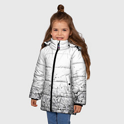 Куртка зимняя для девочки Абстрактный геометрический фон с трещинами и брызг, цвет: 3D-черный — фото 2