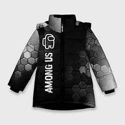 Куртка зимняя для девочки Among Us glitch на темном фоне: по-вертикали, цвет: 3D-черный