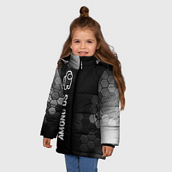 Куртка зимняя для девочки Among Us glitch на темном фоне: по-вертикали, цвет: 3D-черный — фото 2