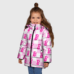 Куртка зимняя для девочки Розовая шашка и Барби, цвет: 3D-черный — фото 2