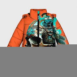 Куртка зимняя для девочки Art skull - irezumi - Japan, цвет: 3D-красный