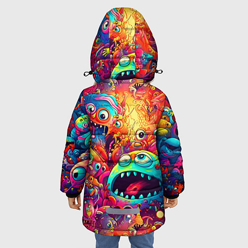 Зимняя куртка для девочки Кислотные чудики / 3D-Светло-серый – фото 4
