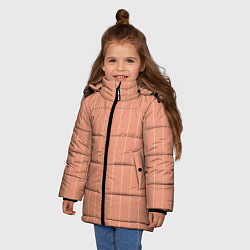Куртка зимняя для девочки Светлый коралловый полосы, цвет: 3D-черный — фото 2