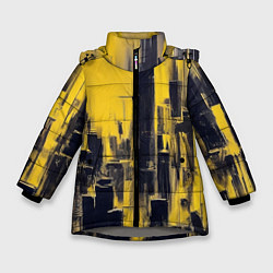 Куртка зимняя для девочки Большой нарисованный город, цвет: 3D-светло-серый