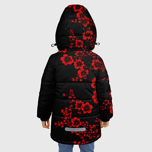Зимняя куртка для девочки Ducati - red flowers / 3D-Светло-серый – фото 4