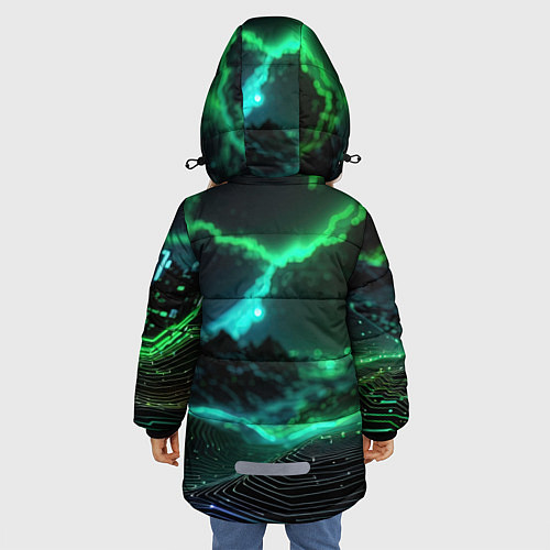 Зимняя куртка для девочки Цифровая флора / 3D-Светло-серый – фото 4