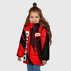 Куртка зимняя для девочки Ducati - красные волны, цвет: 3D-черный — фото 2