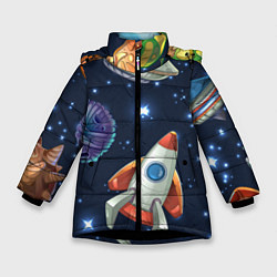 Зимняя куртка для девочки Космические корабли и планеты