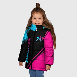 Куртка зимняя для девочки Akira - neon gradient: надпись, символ, цвет: 3D-черный — фото 2