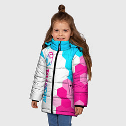 Куртка зимняя для девочки Among Us neon gradient style: по-вертикали, цвет: 3D-черный — фото 2