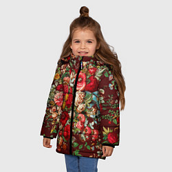Куртка зимняя для девочки Платок цветочный узор, цвет: 3D-светло-серый — фото 2