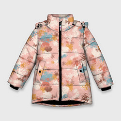 Куртка зимняя для девочки Разноцветные мазки, пятна в пастельных тонах, цвет: 3D-черный
