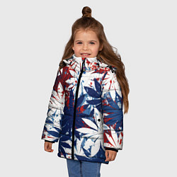 Куртка зимняя для девочки Цветы в цветах флага РФ, цвет: 3D-светло-серый — фото 2