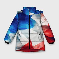 Куртка зимняя для девочки Абстракция в цветах флага РФ, цвет: 3D-красный