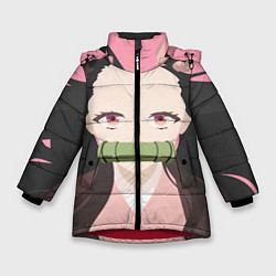 Куртка зимняя для девочки Клинок рассекающий демонов Нэдзуко, цвет: 3D-красный