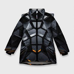 Куртка зимняя для девочки Объемная черная конструкция, цвет: 3D-светло-серый