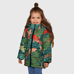 Куртка зимняя для девочки Паттерн карпы кои, цвет: 3D-красный — фото 2
