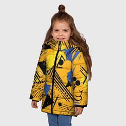 Куртка зимняя для девочки Абстракция паттерн, цвет: 3D-черный — фото 2