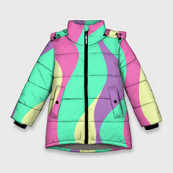 Зимняя куртка для девочки Полосатая цветная абстракция