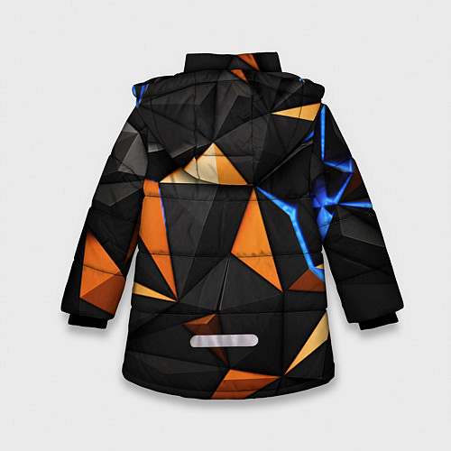 Зимняя куртка для девочки Оранжевые и черные элементы / 3D-Красный – фото 2