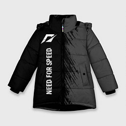 Куртка зимняя для девочки Need for Speed glitch на темном фоне: по-вертикали, цвет: 3D-черный