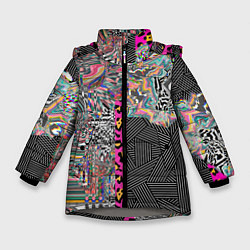 Куртка зимняя для девочки Яркая абстракция Nikaleona, цвет: 3D-светло-серый