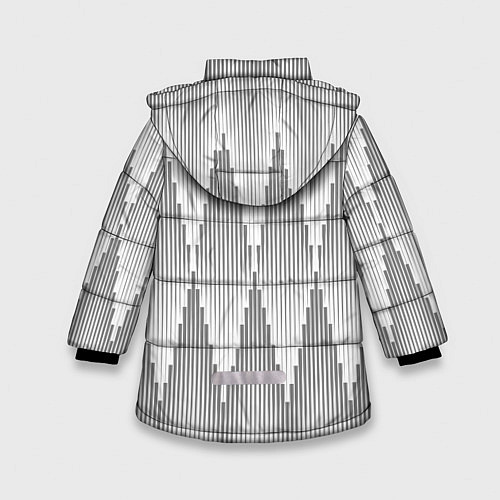Зимняя куртка для девочки Серые длинные ромбы / 3D-Красный – фото 2