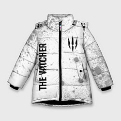 Куртка зимняя для девочки The Witcher glitch на светлом фоне: надпись, симво, цвет: 3D-черный