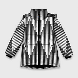 Куртка зимняя для девочки Большие вдавленные ромбы, цвет: 3D-черный