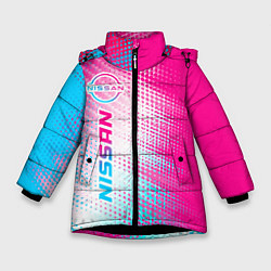 Куртка зимняя для девочки Nissan neon gradient style: по-вертикали, цвет: 3D-черный